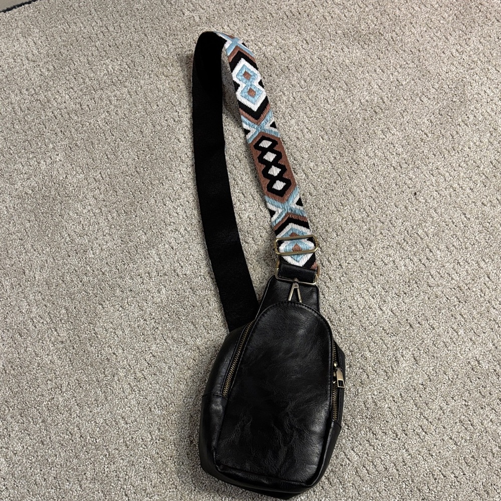 Geometric Patterned Strap with Gold Accents